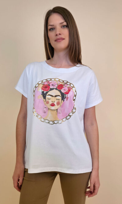 Majica 28 Noroo - cotton white - Frida Medallion pink