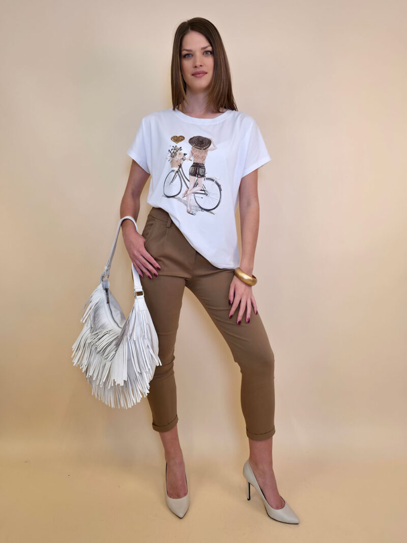 ajica 28 Noroo - cotton white - Girl with Bike brown