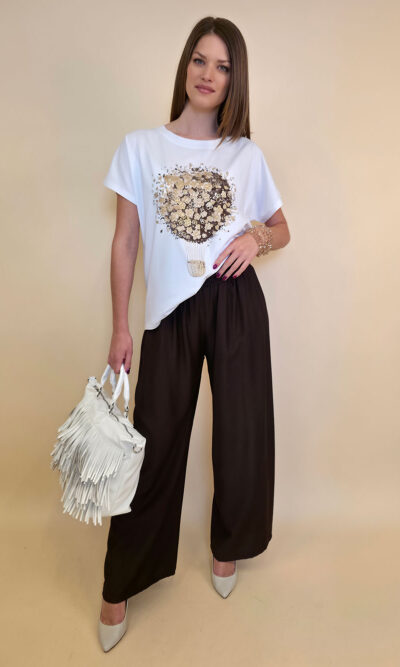 Majica 28 Noroo - cotton white -  Baloon brown
