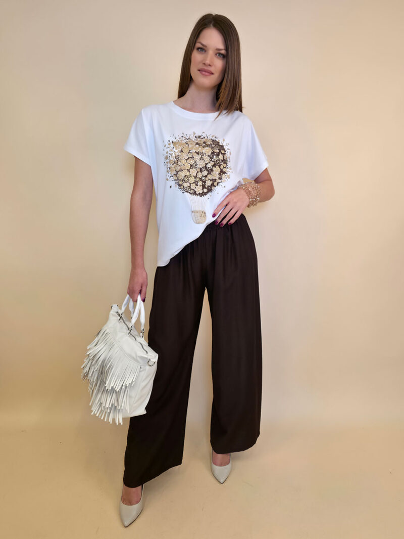 Majica 28 Noroo - cotton white -  Baloon brown