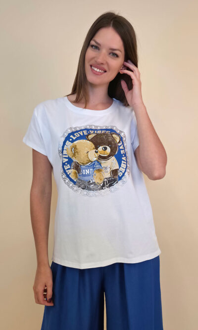 Majica 28 Noroo - cotton white - Teddy's Medallion navy