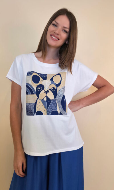 Majica 28 Noroo - cotton white - Doggy navy