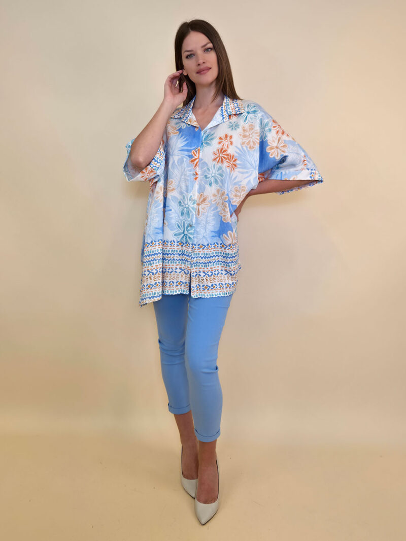 Košulja 40 Natchez - vis multicolor print - sky blue