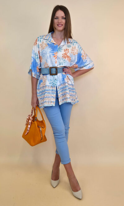 Košulja 40 Natchez - vis multicolor print - sky blue