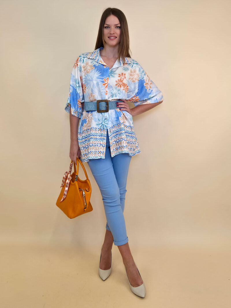 Košulja 40 Natchez - vis multicolor print - sky blue