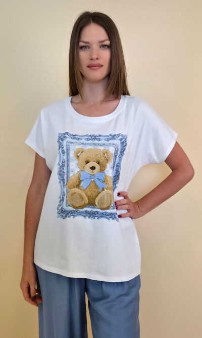 Majica 28 Noroo - cotton - Teddy in Frame - sky blue