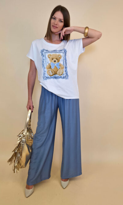 Majica 28 Noroo - cotton - Teddy in Frame - sky blue