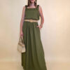 Haljina+remen 56 Barataria - viscose/linen UN - military