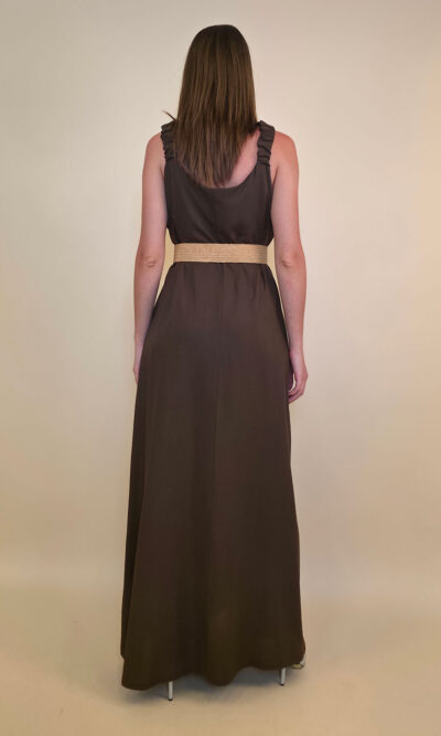 Haljina+remen 56 Barataria - viscose/linen UN - brown