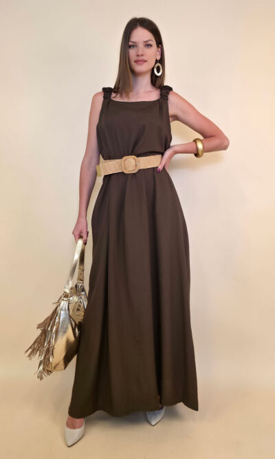 Haljina+remen 56 Barataria - viscose/linen UN - brown