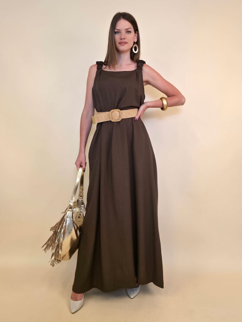 Haljina+remen 56 Barataria - viscose/linen UN - brown