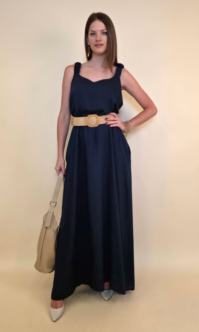 Haljina+remen 56 Barataria - viscose/linen UN - navy