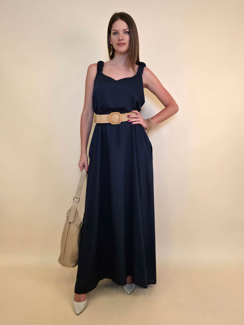 Haljina+remen 56 Barataria - viscose/linen UN - navy