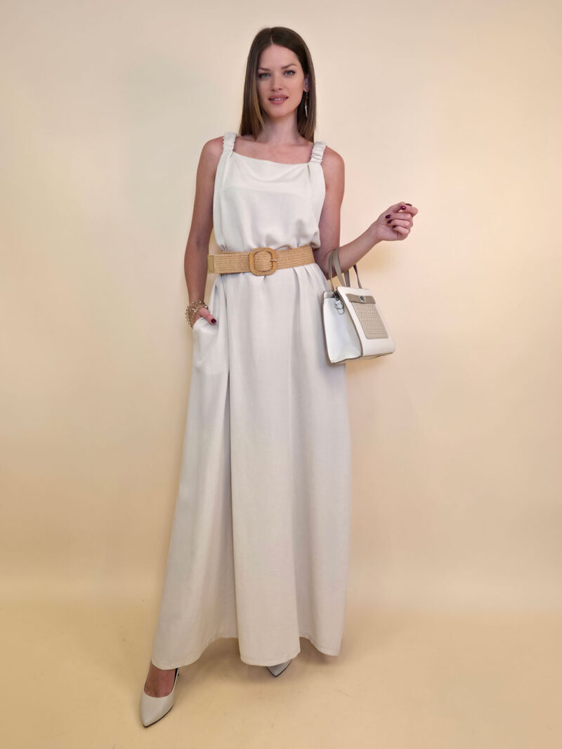 Haljina+remen 56 Barataria - viscose/linen UN - beige