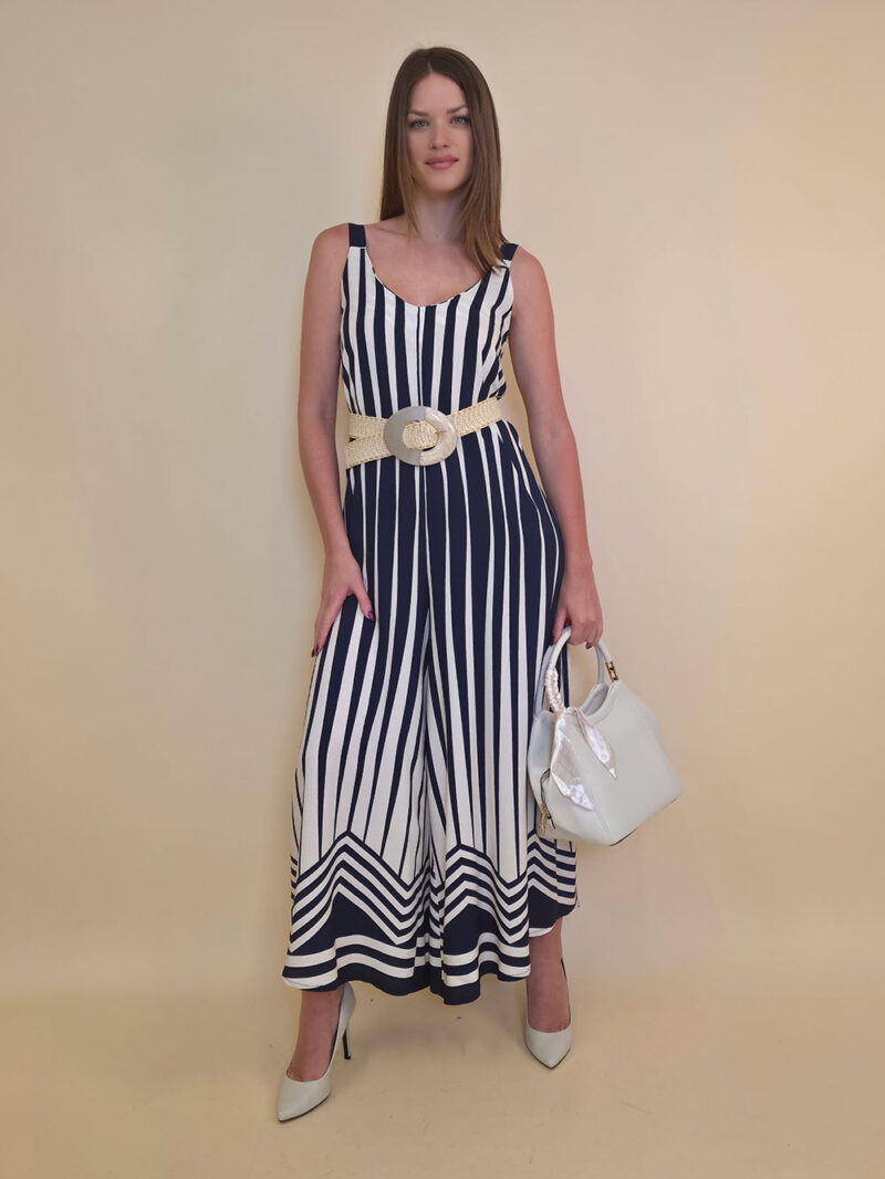 Overall 56 De Ridder - vis print Art Deco - navy