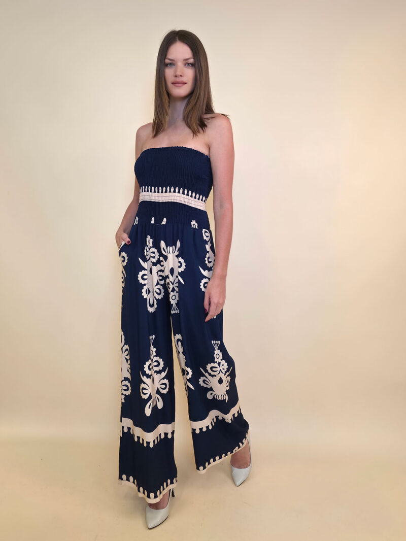 Overall 56 De Quincy -  vis print Medieval - navy