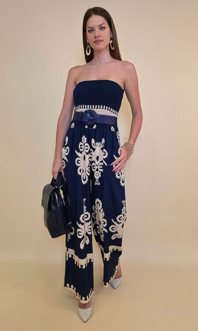 Overall 56 De Quincy -  vis print Medieval - navy