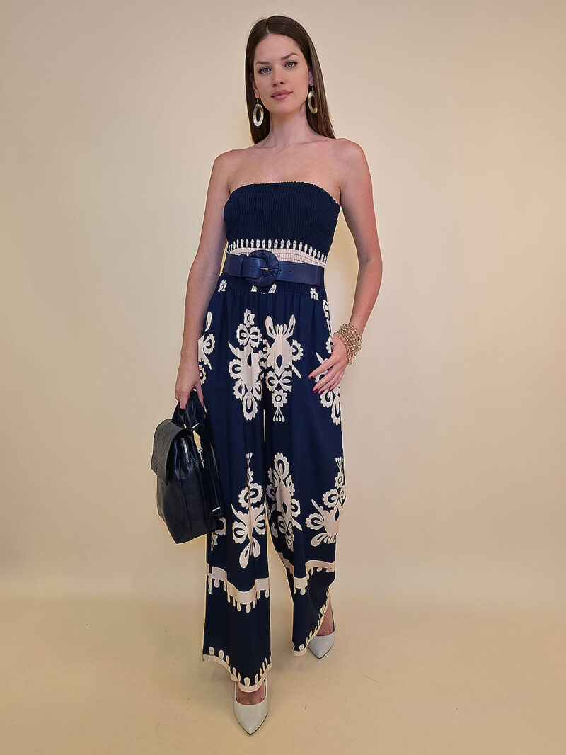 Overall 56 De Quincy -  vis print Medieval - navy