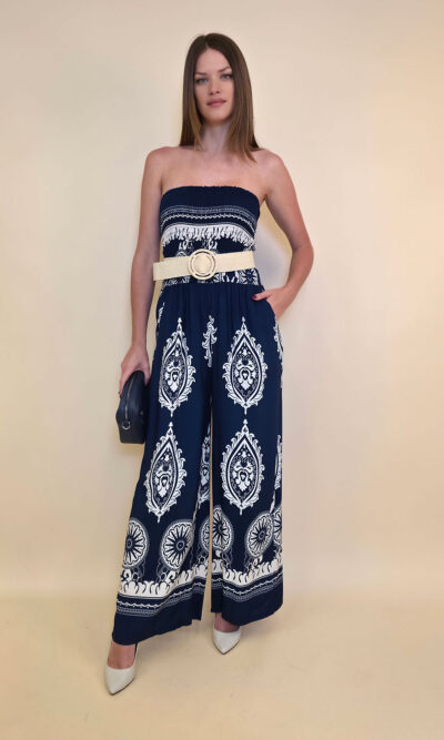 Overall 56 De Quincy -  vis print Ornament - navy