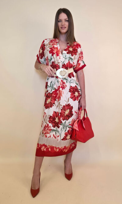 Haljina 56 Tallulah - viscose Floral - red