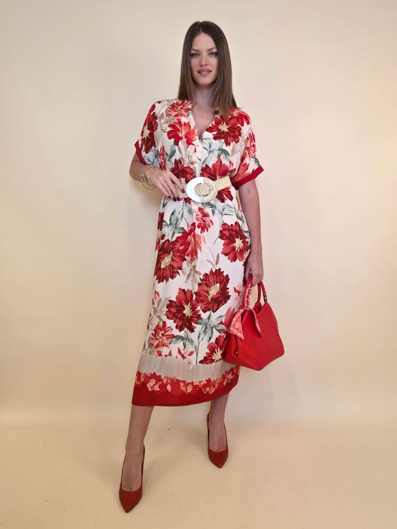 Haljina 56 Tallulah - viscose Floral - red
