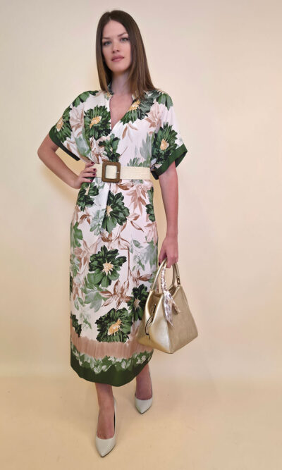 Haljina 56 Tallulah - viscose Floral - military