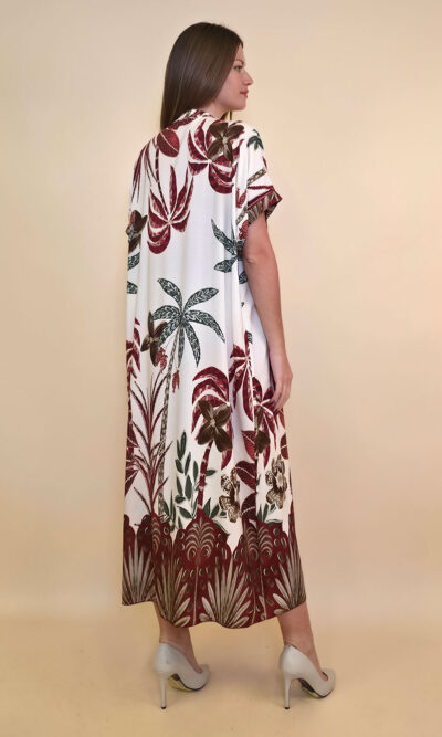 Haljina 56 Tallulah - viscose Palms - india red