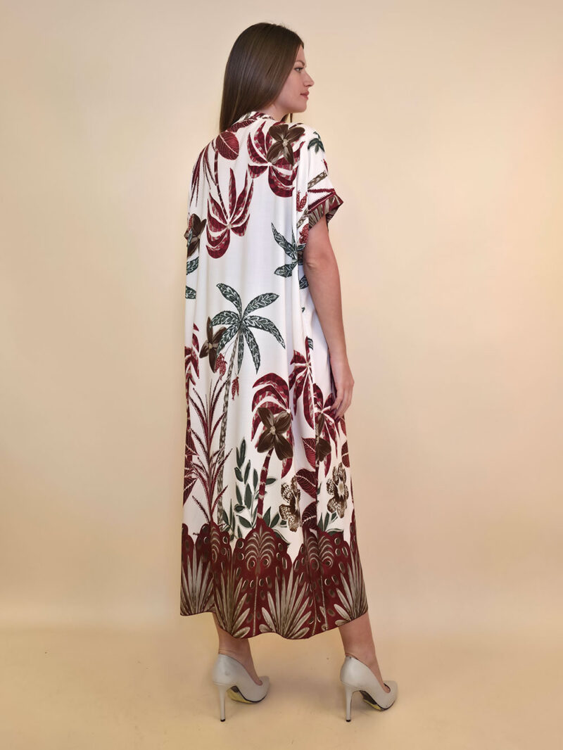 Haljina 56 Tallulah - viscose Palms - india red