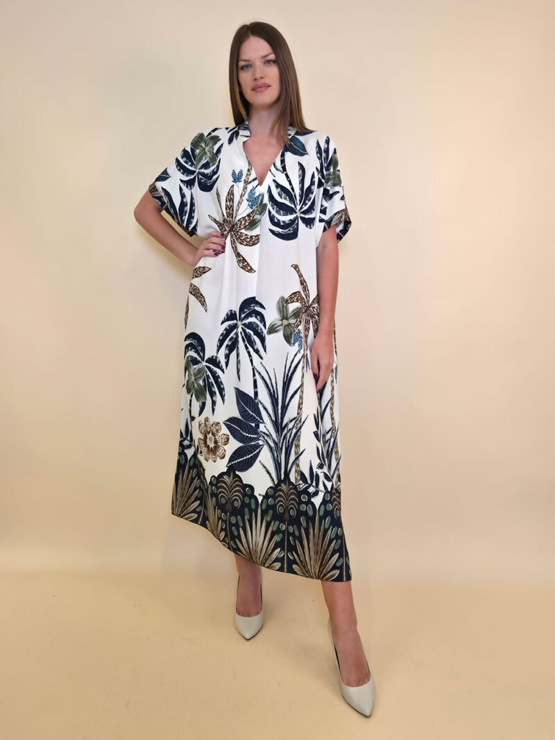 Haljina 56 Tallulah - viscose Palms - navy