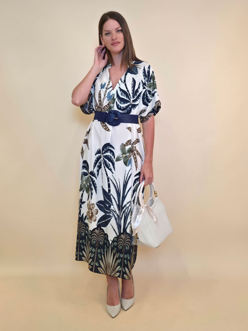 Haljina 56 Tallulah - viscose Palms - navy