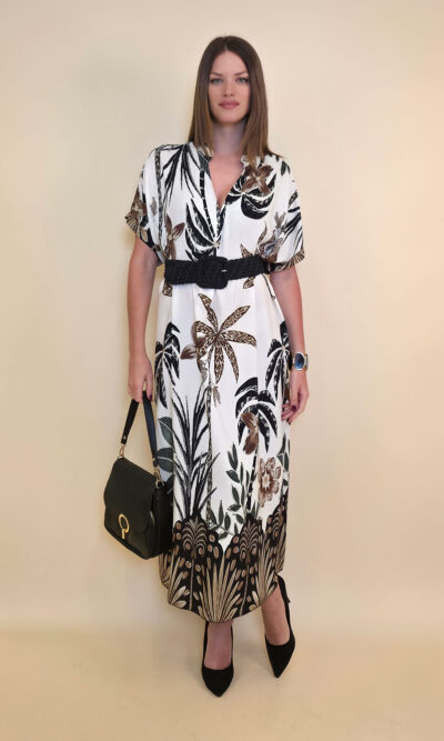 Haljina 56 Tallulah - viscose Palms - black
