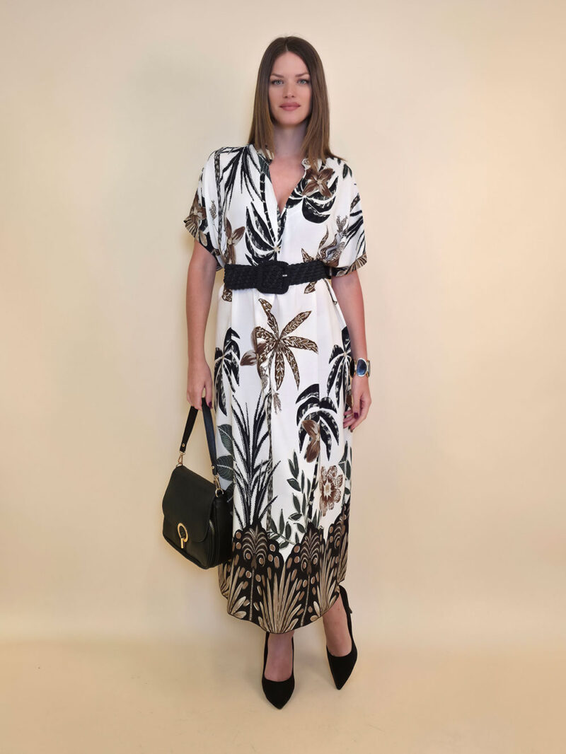 Haljina 56 Tallulah - viscose Palms - black