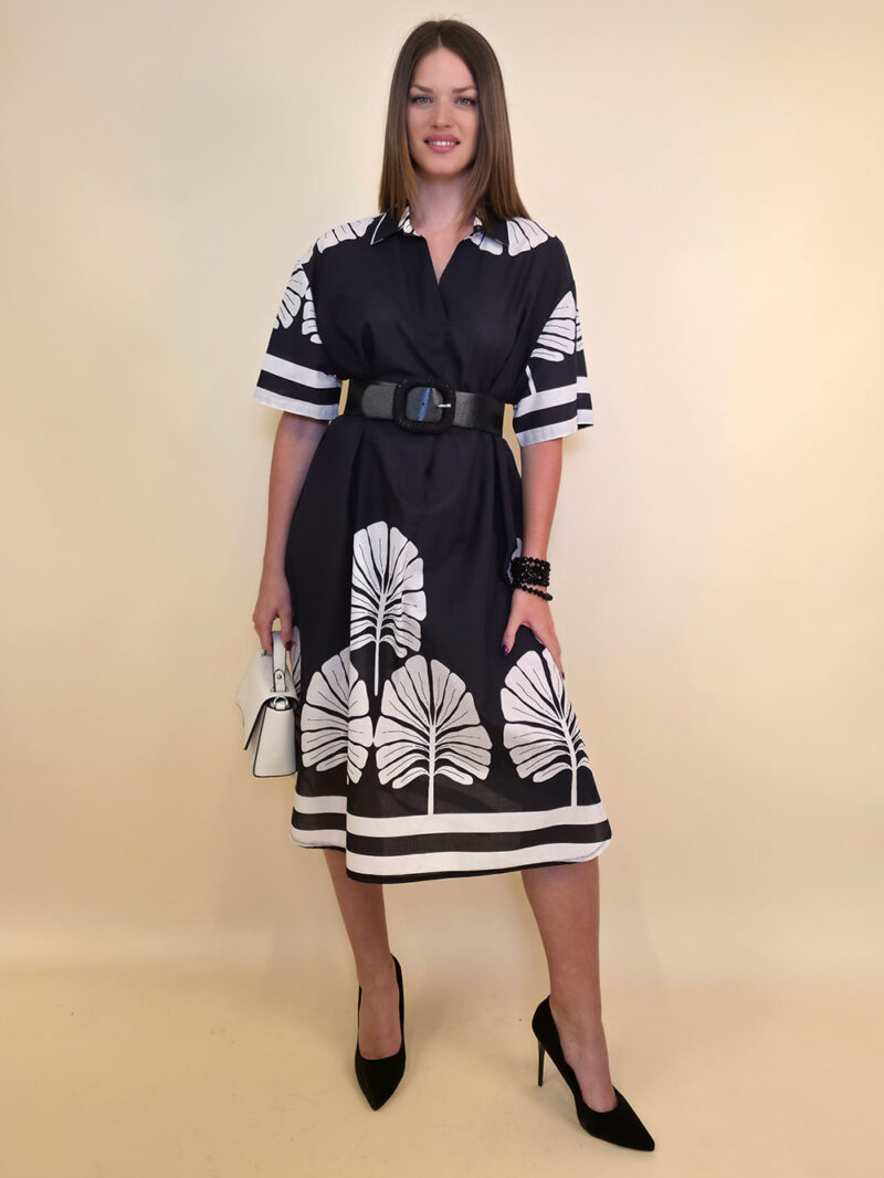 Haljina 52 Lafitte - cotton print Ginko - black