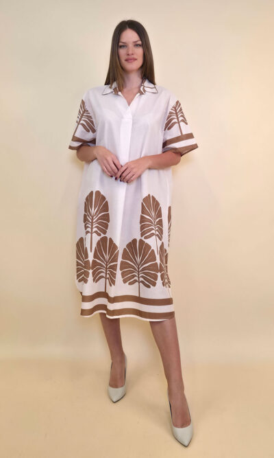 Haljina 52 Lafitte - cotton print Ginko - white
