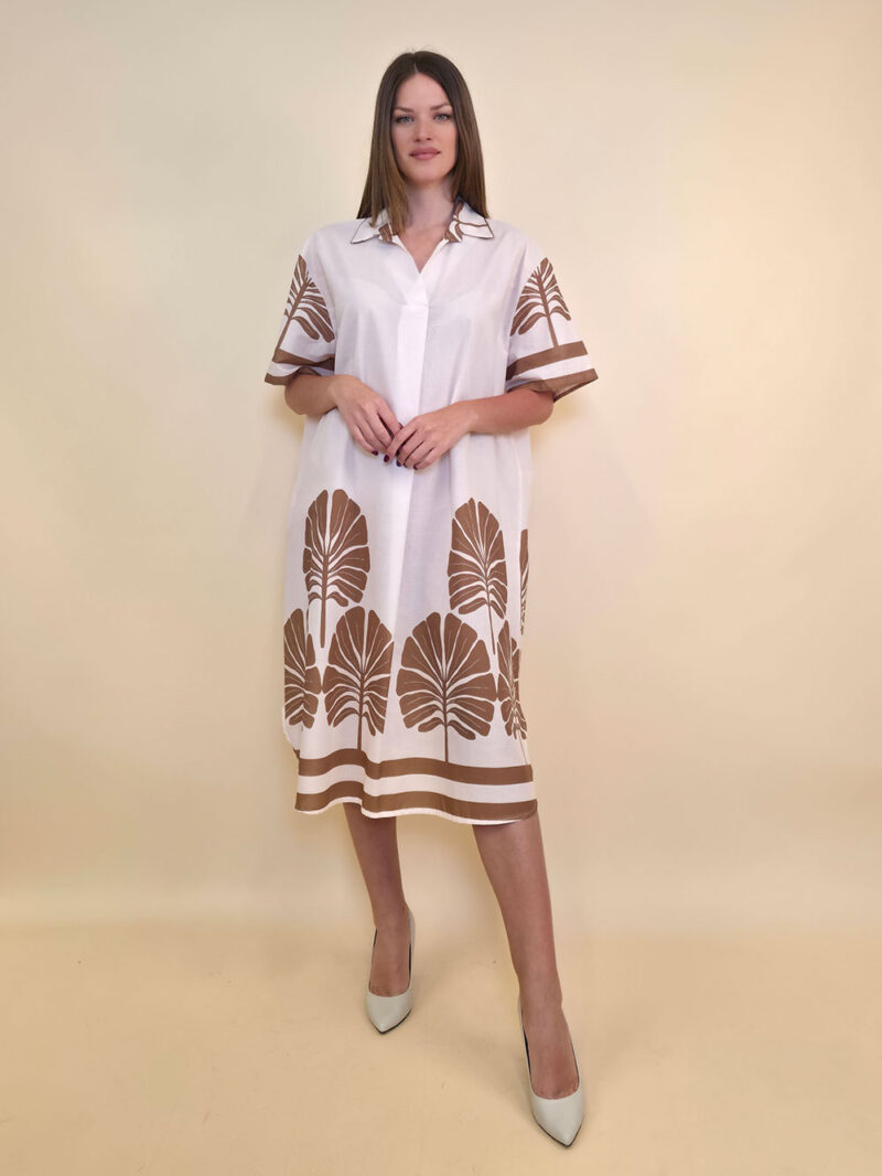 Haljina 52 Lafitte - cotton print Ginko - white