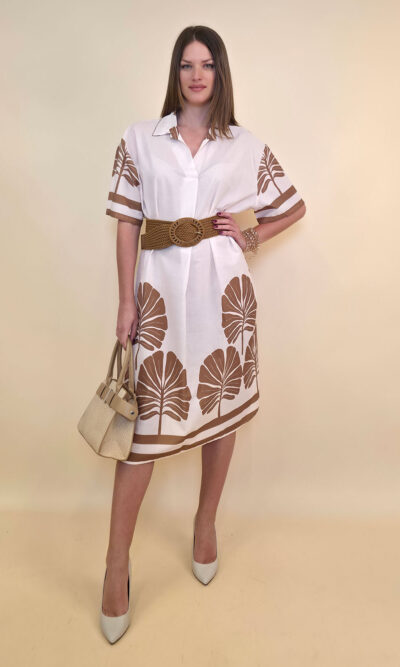 Haljina 52 Lafitte - cotton print Ginko - white