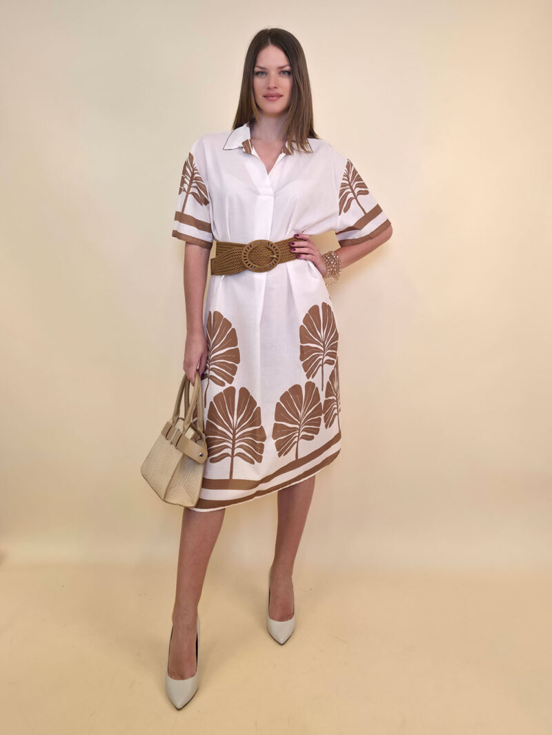 Haljina 52 Lafitte - cotton print Ginko - white