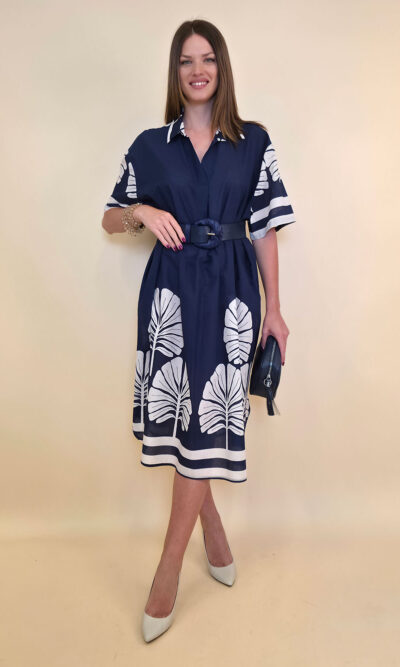 Haljina 52 Lafitte - cotton print Ginko - navy