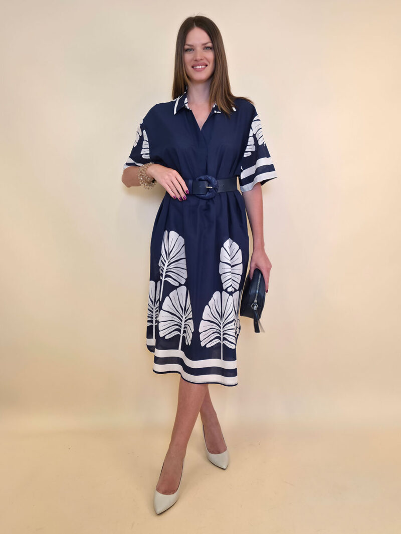 Haljina 52 Lafitte - cotton print Ginko - navy