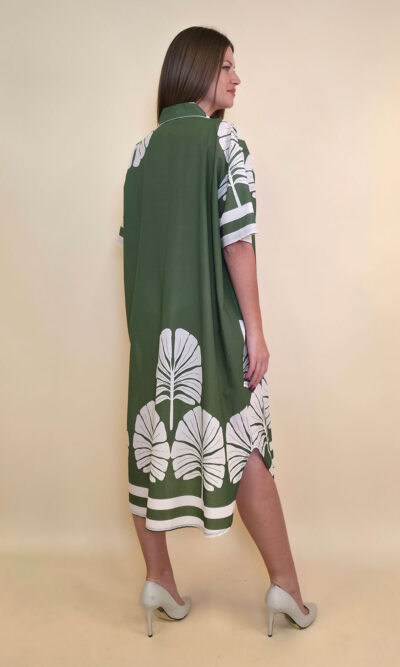 Haljina 52 Lafitte - cotton print Ginko - military