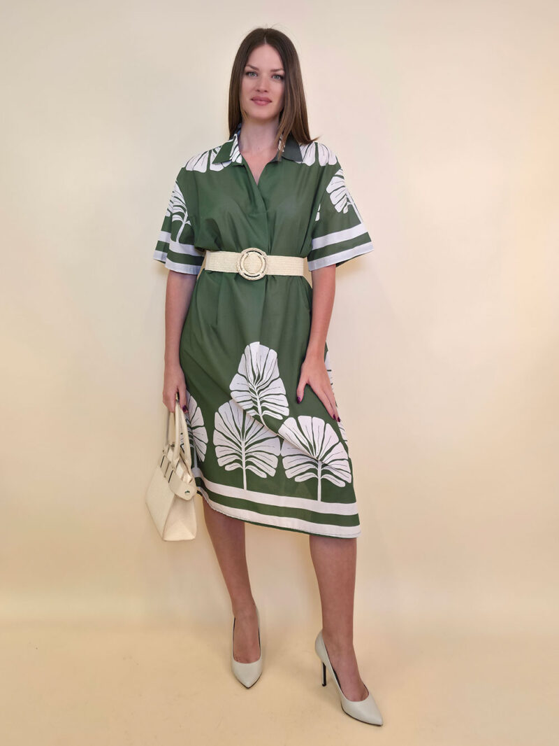Haljina 52 Lafitte - cotton print Ginko - military