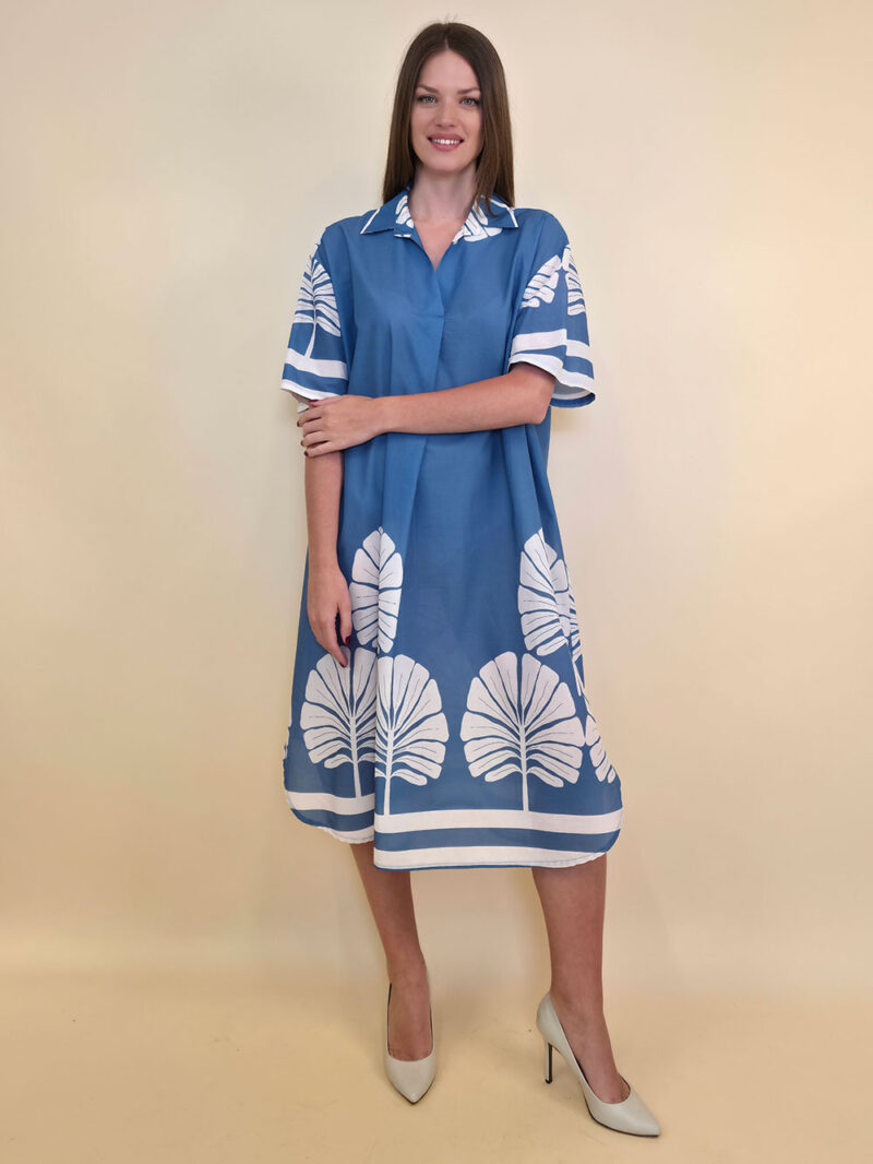 Haljina 52 Lafitte - cotton print Ginko - jeans