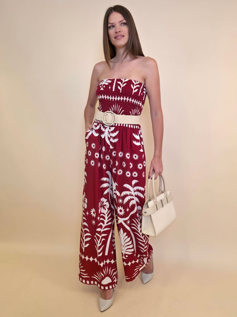 Overall 56 De Quincy -  vis print Palms - india red