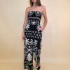 Overall 56 De Quincy -  vis print Palms - black