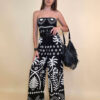 Overall 56 De Quincy -  vis print Palms - black