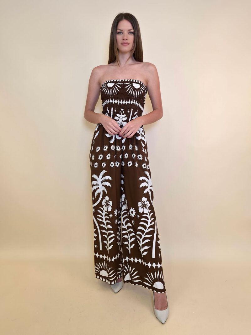Overall 56 De Quincy -  vis print Palms - brown