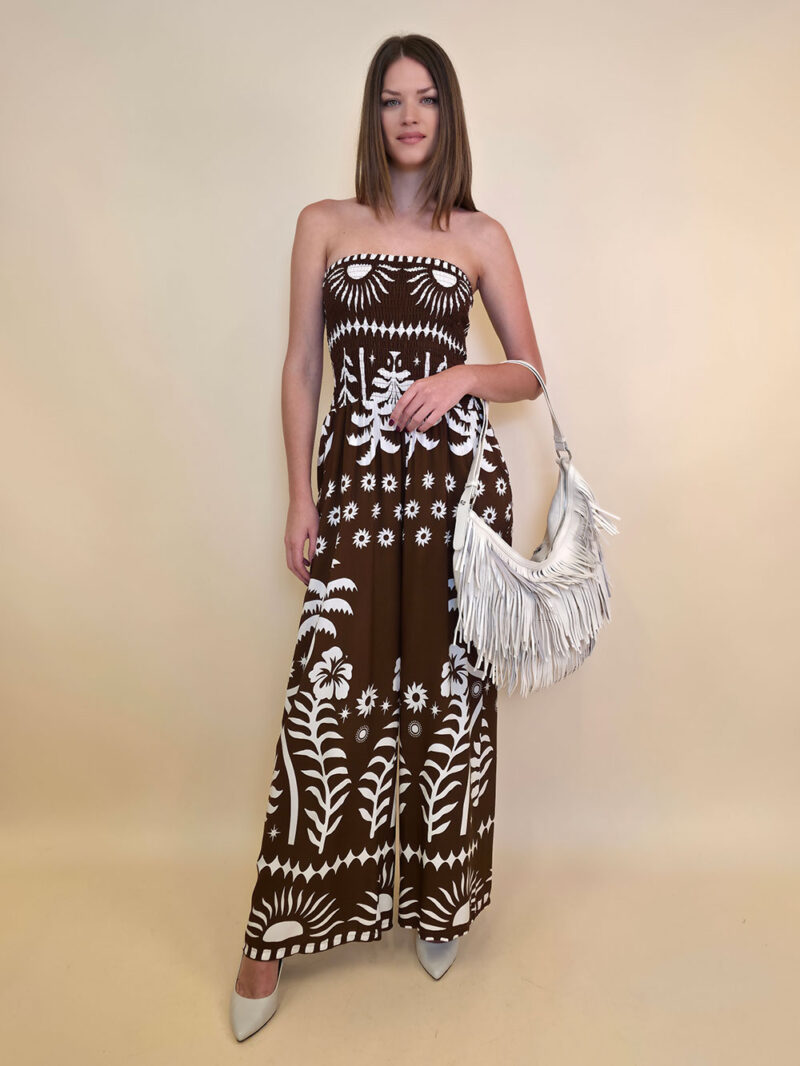 Overall 56 De Quincy -  vis print Palms - brown