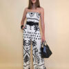 Overall 56 De Quincy -  vis print Palms - white