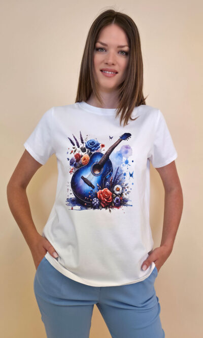 T-shirt 24 Bumble Bee - cotton UN - Guitar Blue