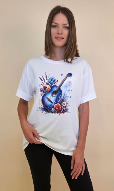 T-shirt 24 Bumble Bee - cotton UN - Guitar Blue